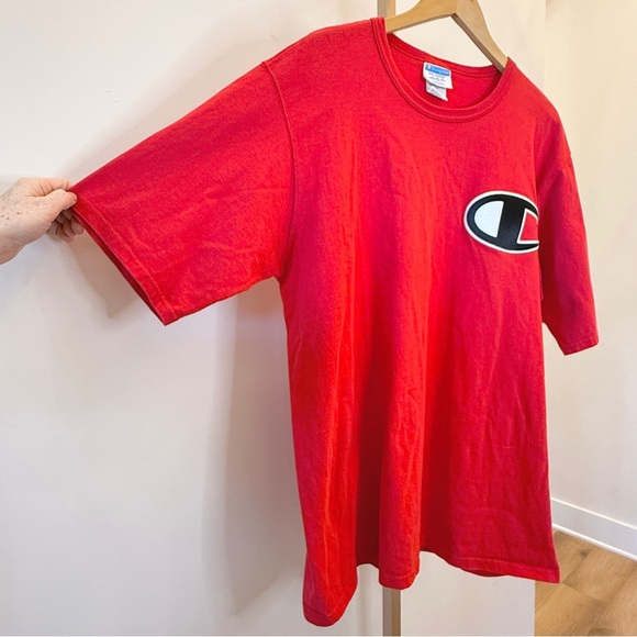 Champion Men's 2XL Vintage Red T-Shirt Embroidered Big Logo Graphic Print - Picture 7 of 10